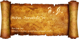 Hohn Jonatán névjegykártya